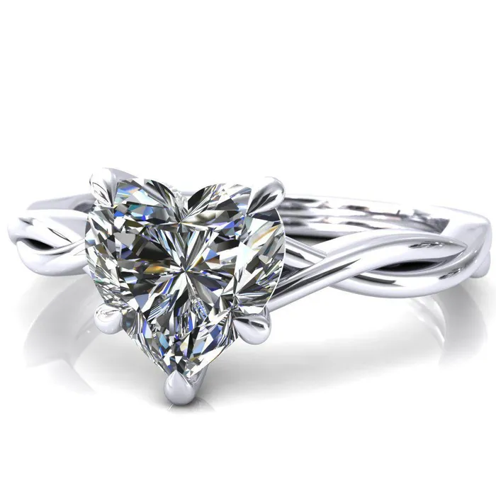 Fire Brilliance Rings Lucia Heart Moissanite 5 Claw Prong 12 Infinity Solitaire Ring Engagement Ring