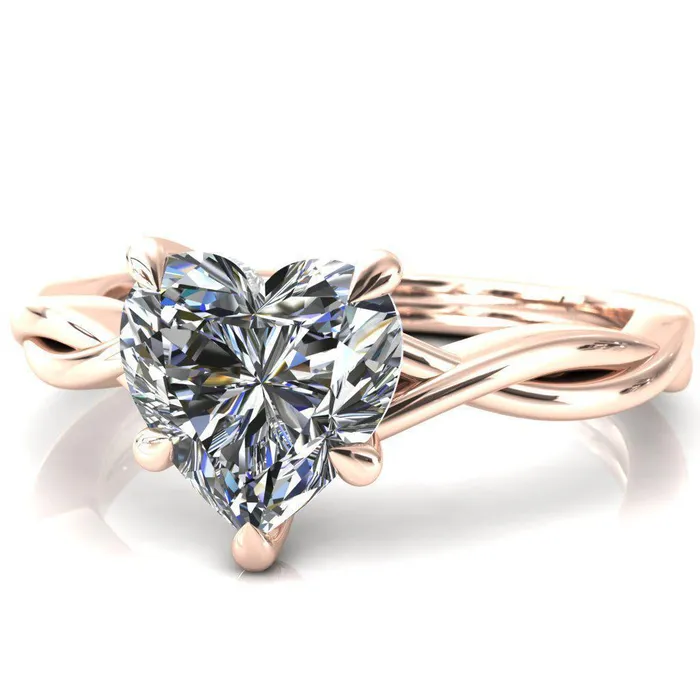 Fire Brilliance Rings Lucia Heart Moissanite 5 Claw Prong 12 Infinity Solitaire Ring Engagement Ring