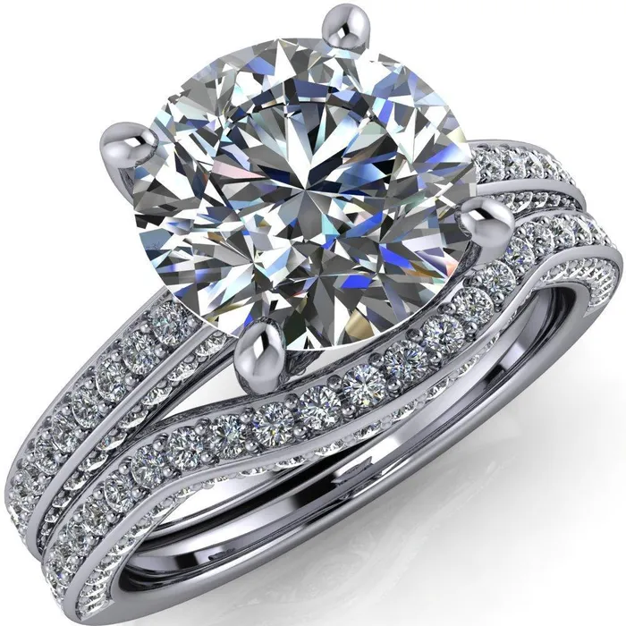 Harmon Round Center Stone 4 Prong Diamond Shank Engagement Ring Fire Brilliance Rings Harmon Round Center Stone 4 Prong Diamond Shank Engagement Ring Fire Brilliance Rings