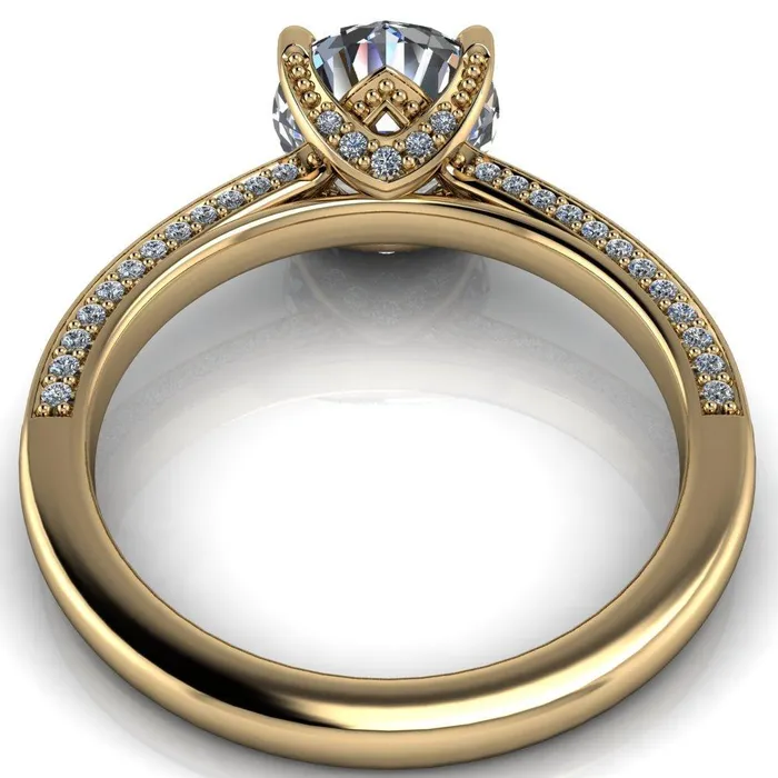 Harmon Round Center Stone 4 Prong Diamond Shank Engagement Ring Fire Brilliance Rings