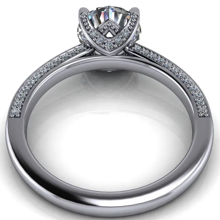 Harmon Round Center Stone 4 Prong Diamond Shank Engagement Ring Fire Brilliance Rings