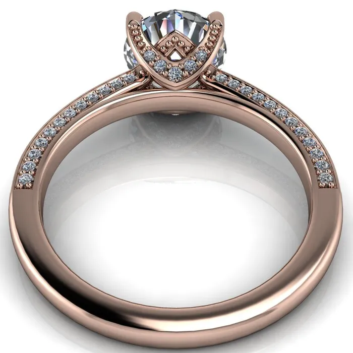 Harmon Round Center Stone 4 Prong Diamond Shank Engagement Ring Fire Brilliance Rings