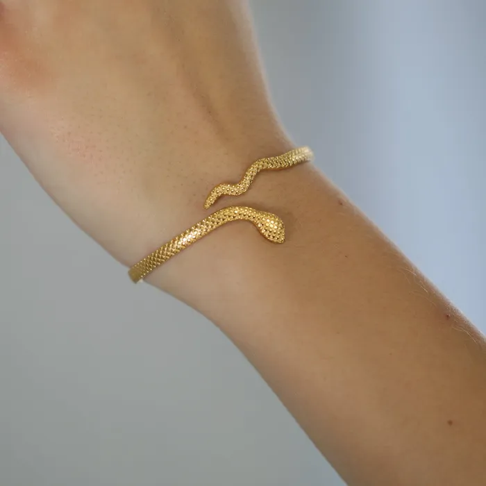 Jewelvers Bracelets 18k GoldFilled Open Snake Bangle