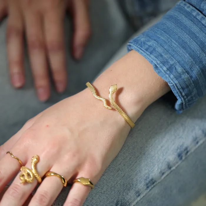 Jewelvers Bracelets 18k GoldFilled Open Snake Bangle Jewelvers Bracelets 18k GoldFilled Open Snake Bangle