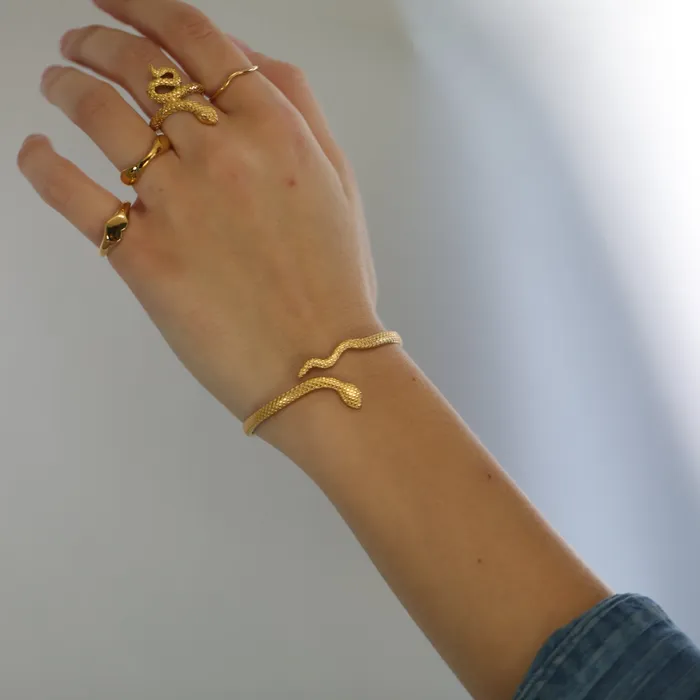 Jewelvers Bracelets 18k GoldFilled Open Snake Bangle Jewelvers Bracelets 18k GoldFilled Open Snake Bangle