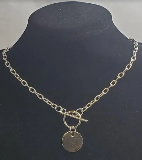 Necklaces alice AZ501 Silver Chain Tag Necklace with FREE EARRINGS