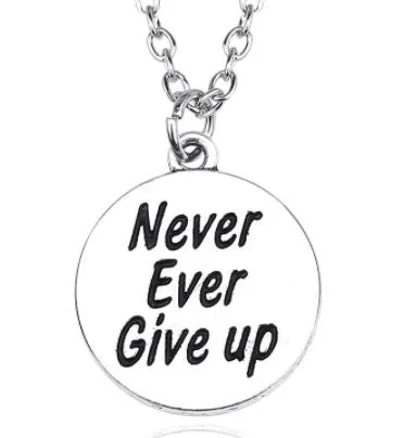 Necklaces POLLY N533 Silver Never Ever Give Up Necklace with FREE Earrings