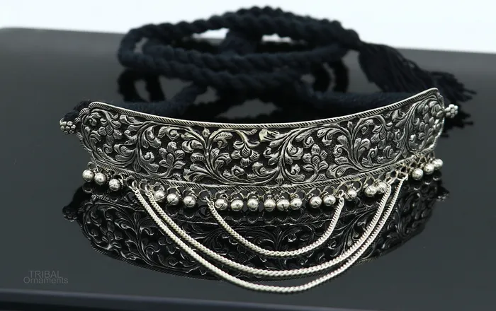 Necklaces TRIBAL ORNAMENTS 925 sterling silver customized chitaikandrai work charm necklace fit neck choker tribal ethnic wedding belly dance jewelry set273