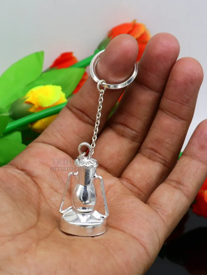 Necklaces TRIBAL ORNAMENTS 925 Sterling silver handmade vintage oil lamphariken design solid key chain royal gifting silver accessories unisex gift kch17