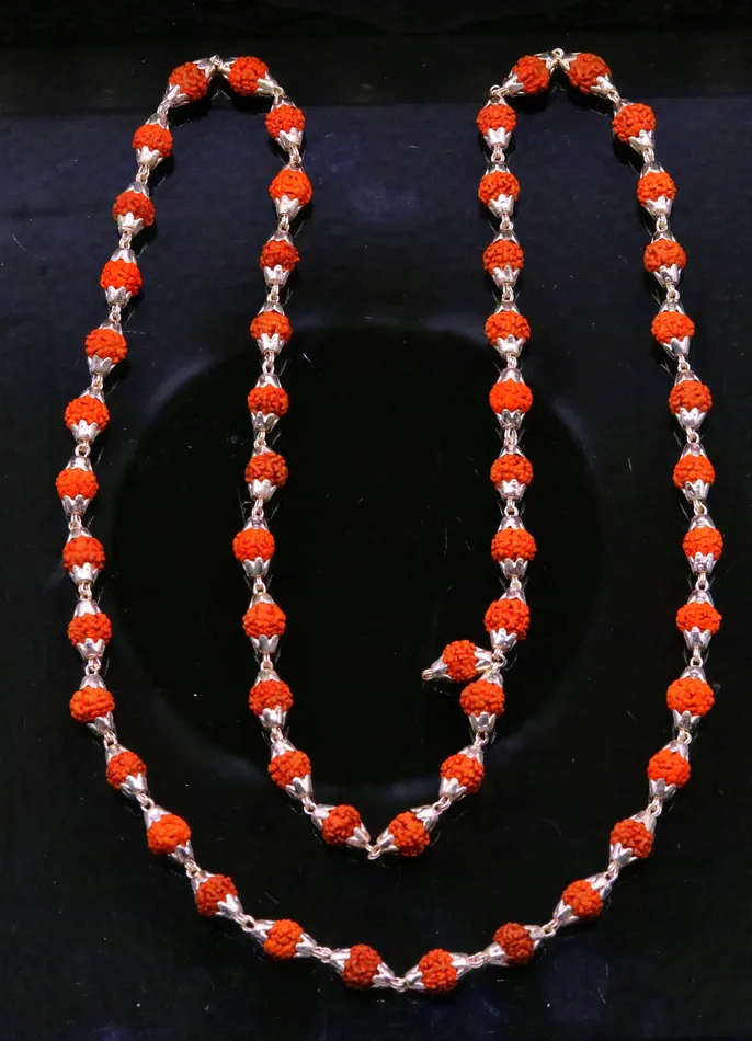 Necklaces TRIBAL ORNAMENTS Natural rudraksha beads or seeds Sterling silver handmade 541 Rudraksha beads chain necklace jappmala excellent gifting unisex jewelry ch60 Necklaces TRIBAL ORNAMENTS Natural rudraksha beads or seeds Sterling silver handmade 541 Rudraksha beads chain necklace jappmala excellent gifting unisex jewelry ch60