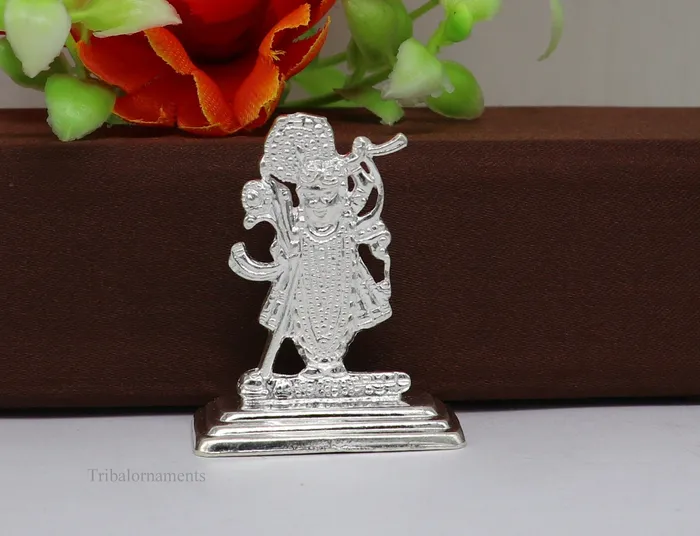 Necklaces TRIBAL ORNAMENTS Sterling silver handmade design Indian Idols Lord Krishna Shrinathji statue figurine puja articles decorative gift diwali puja art0050