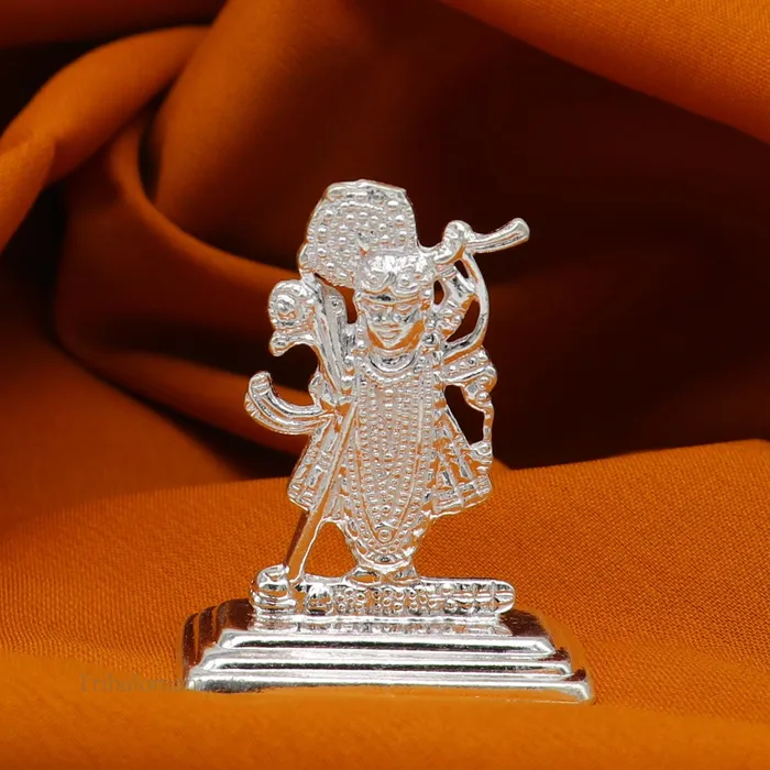 Necklaces TRIBAL ORNAMENTS Sterling silver handmade design Indian Idols Lord Krishna Shrinathji statue figurine puja articles decorative gift diwali puja art0050