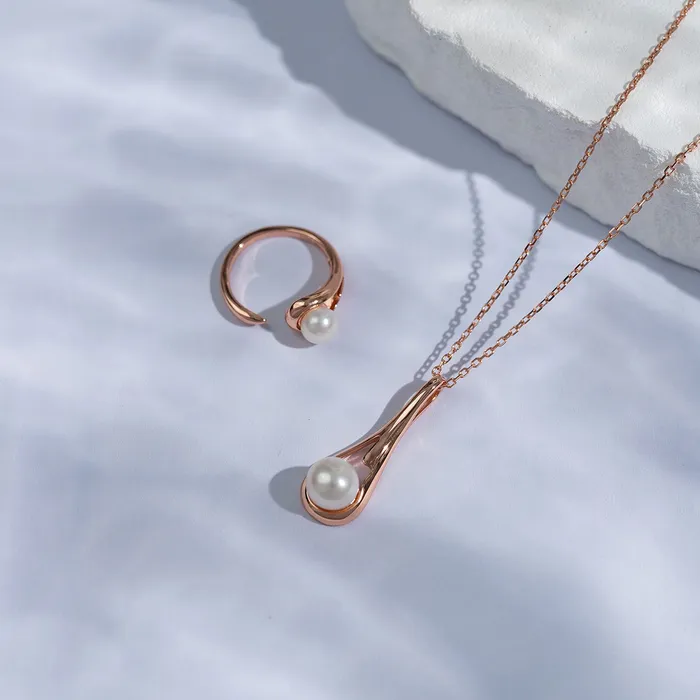 Pearly Lustre Earrings Top Grade Freshwater Pearl Jewelry Set WS00101 FLUID