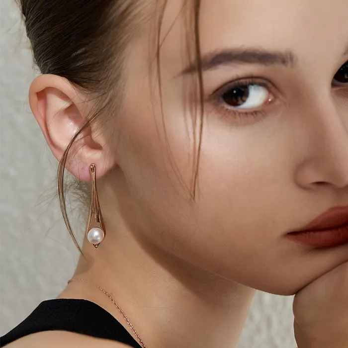 Pearly Lustre Earrings Top Grade Freshwater Pearl Jewelry Set WS00101 FLUID
