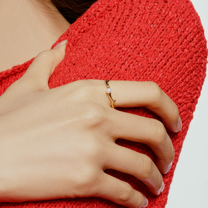 Pearly Lustre Rings Top Grade Freshwater Pearl Ring WR00315 ROSE