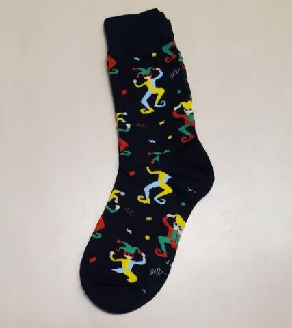 POLLY Rings SF1115 Black Colorful Jester Socks