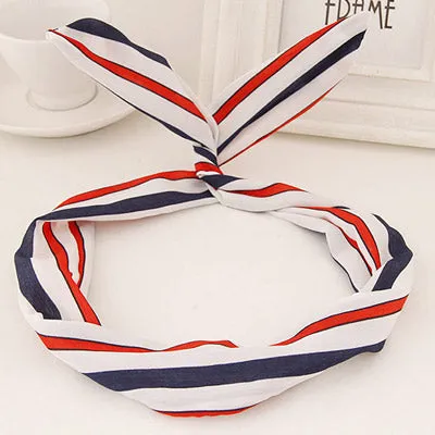 Rings 02 H93 RedWhite Blue Pattern Wire Cloth Hair Band