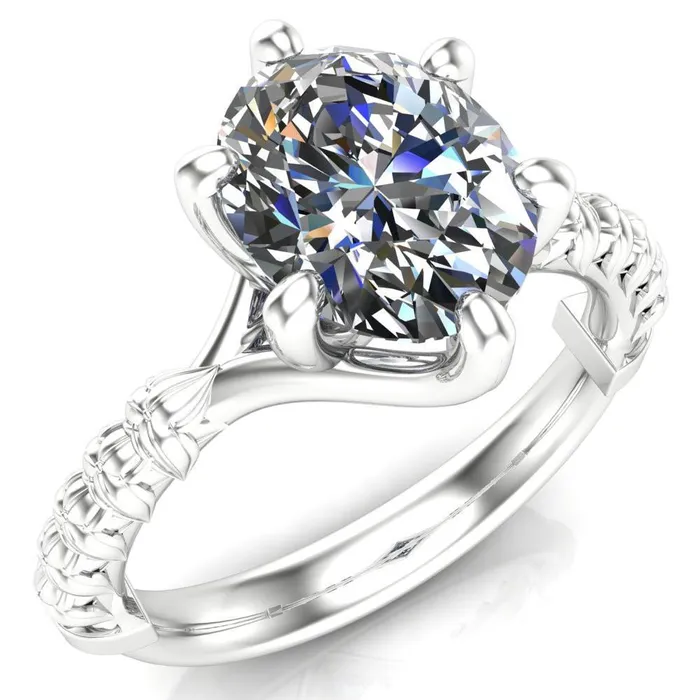 Rings Betty Oval Center Stone Half Eternity Floral 6 Prong Solitaire Engagement Ring Fire Brilliance 