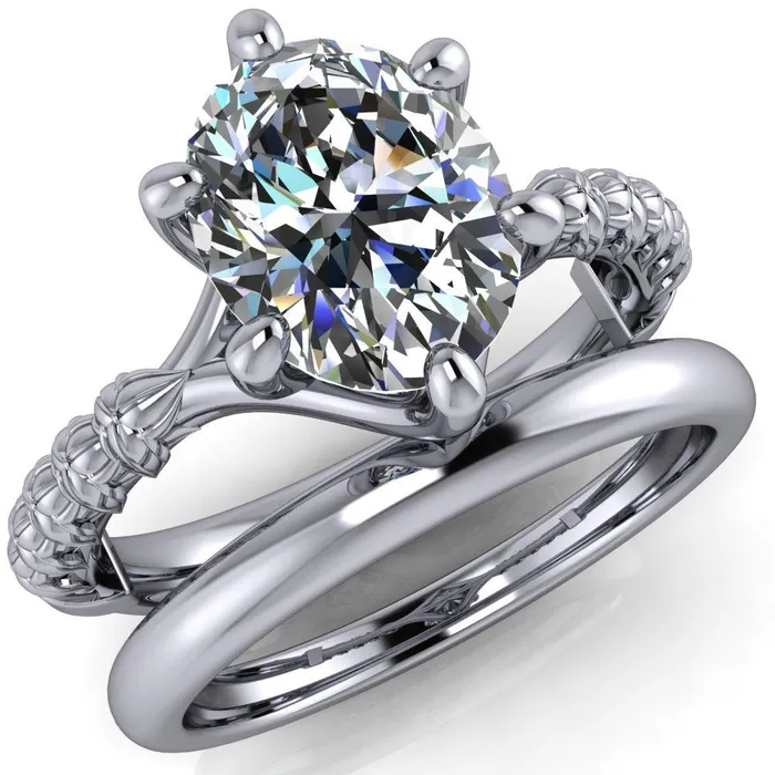 Rings Betty Oval Center Stone Half Eternity Floral 6 Prong Solitaire Engagement Ring Fire Brilliance 