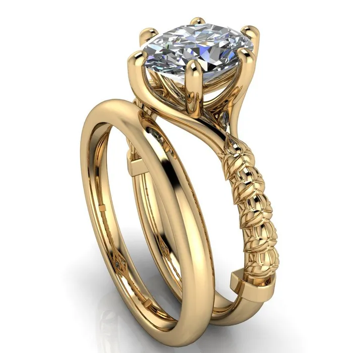 Rings Betty Oval Center Stone Half Eternity Floral 6 Prong Solitaire Engagement Ring Fire Brilliance 