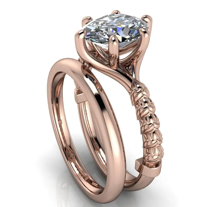 Rings Betty Oval Center Stone Half Eternity Floral 6 Prong Solitaire Engagement Ring Fire Brilliance 