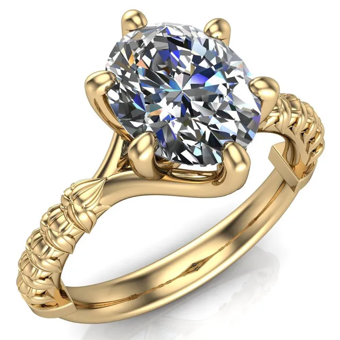 Rings Betty Oval Center Stone Half Eternity Floral 6 Prong Solitaire Engagement Ring Fire Brilliance 
