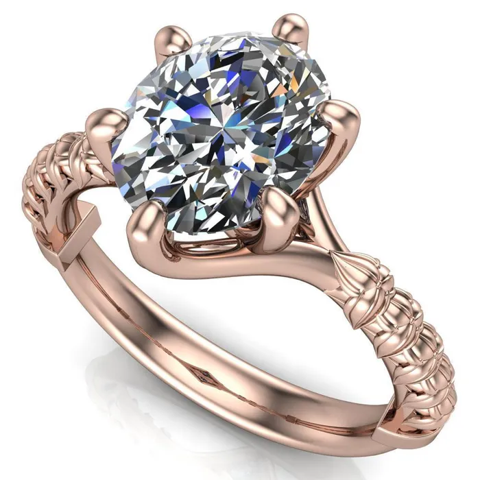 Rings Betty Oval Center Stone Half Eternity Floral 6 Prong Solitaire Engagement Ring Fire Brilliance 