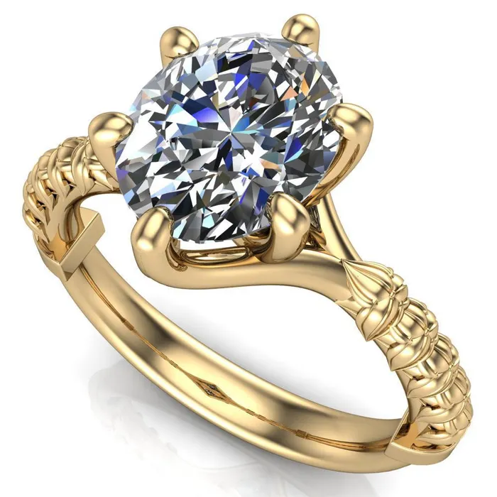 Rings Betty Oval Center Stone Half Eternity Floral 6 Prong Solitaire Engagement Ring Fire Brilliance 