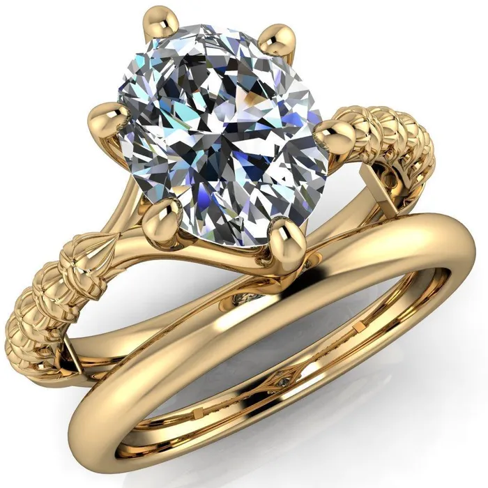 Rings Betty Oval Center Stone Half Eternity Floral 6 Prong Solitaire Engagement Ring Fire Brilliance 