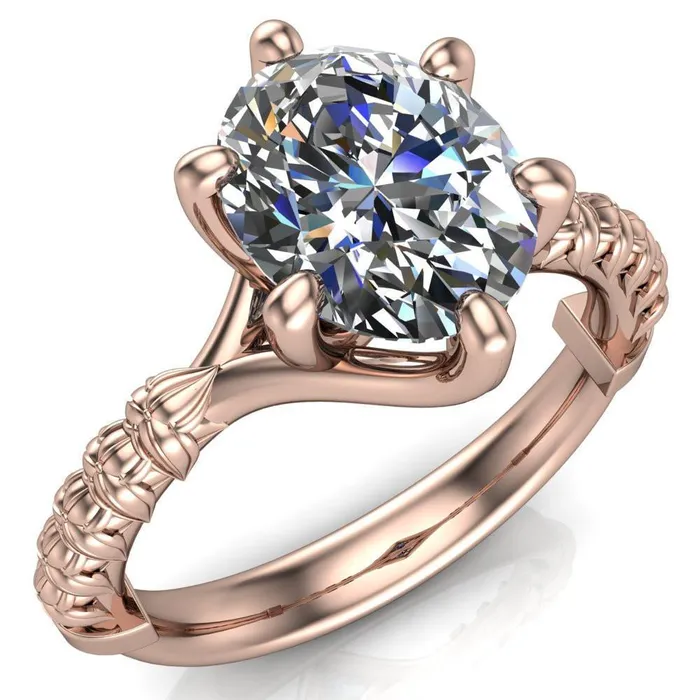 Rings Betty Oval Center Stone Half Eternity Floral 6 Prong Solitaire Engagement Ring Fire Brilliance 