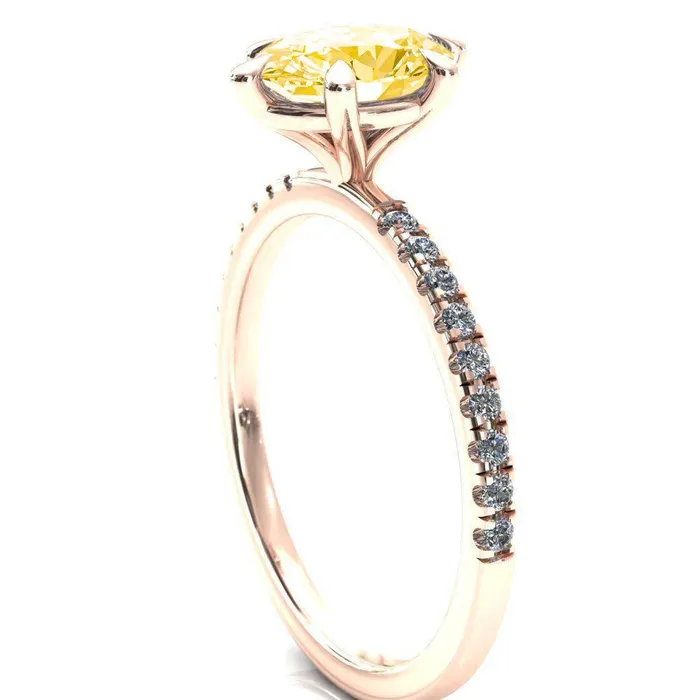 Rings Fire Brilliance Alessandra Oval Canary Yellow 6 Claw Prong Diamond Accent Engagement Ring