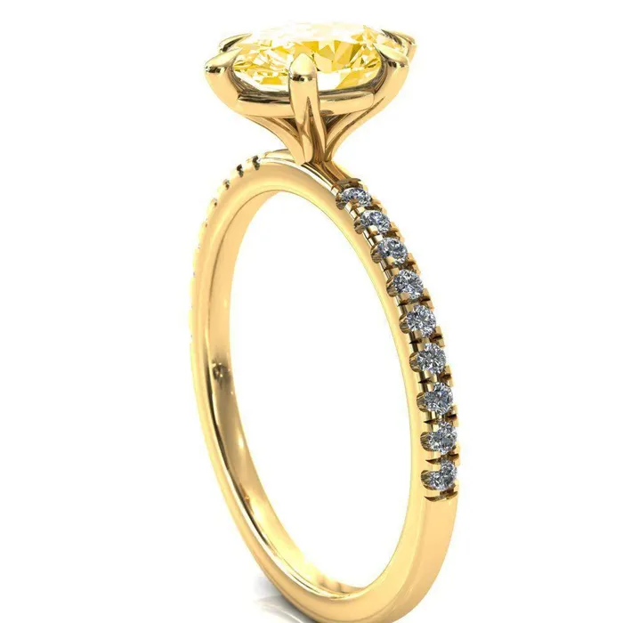 Rings Fire Brilliance Alessandra Oval Canary Yellow 6 Claw Prong Diamond Accent Engagement Ring
