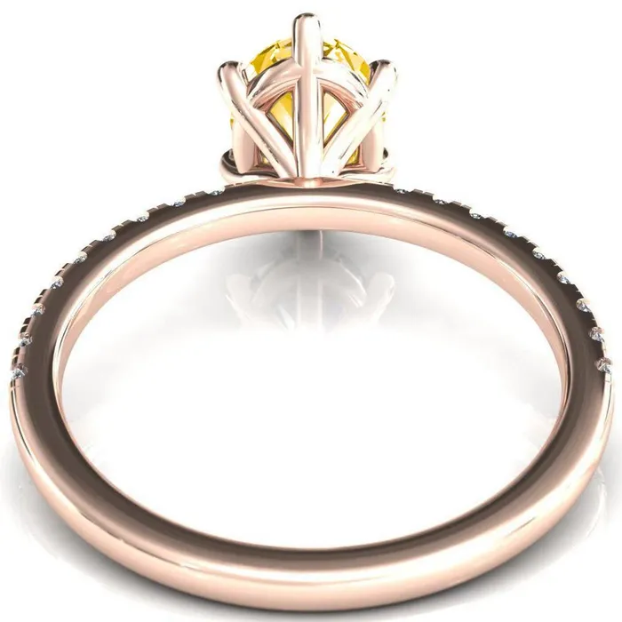 Rings Fire Brilliance Alessandra Oval Canary Yellow 6 Claw Prong Diamond Accent Engagement Ring