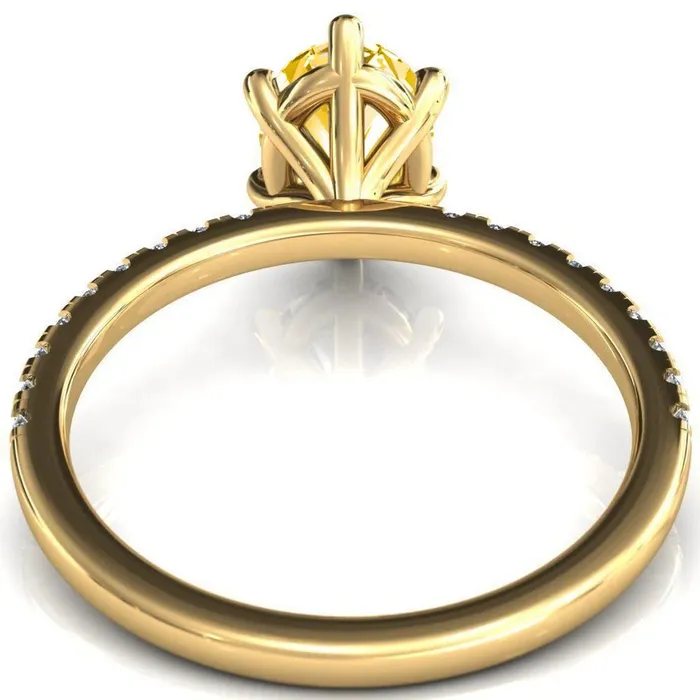 Rings Fire Brilliance Alessandra Oval Canary Yellow 6 Claw Prong Diamond Accent Engagement Ring