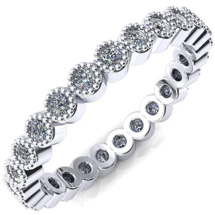 Rings Fire Brilliance Zinnia Round Center Stone 6 Prongs Milgrain Halo Accent Blue Sapphire Ring