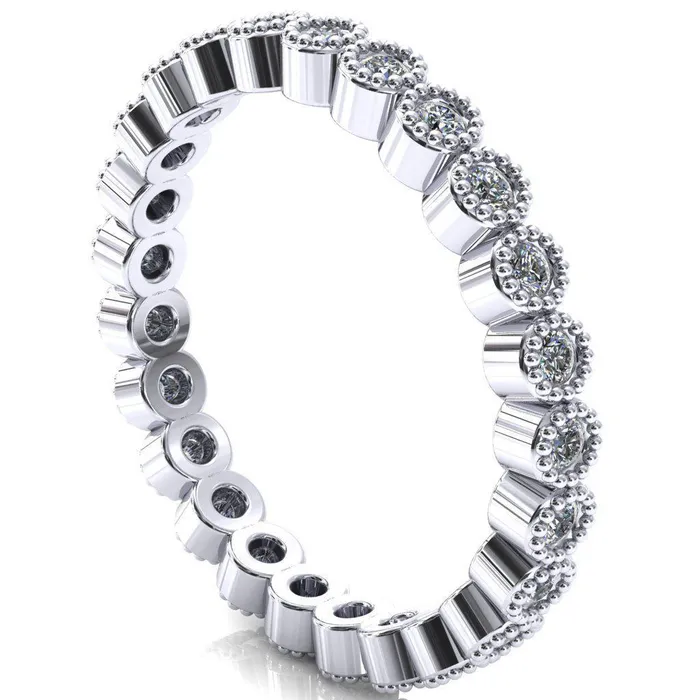 Rings Fire Brilliance Zinnia Round Center Stone 6 Prongs Milgrain Halo Accent Blue Sapphire Ring