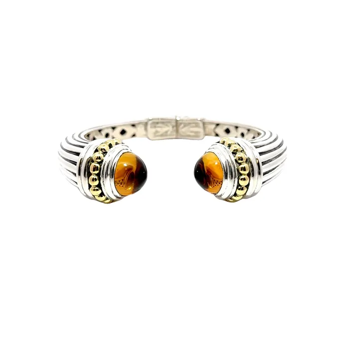 Rings PreOwned Lagos TwoTone Citrine Hinged Cuff Lagos
