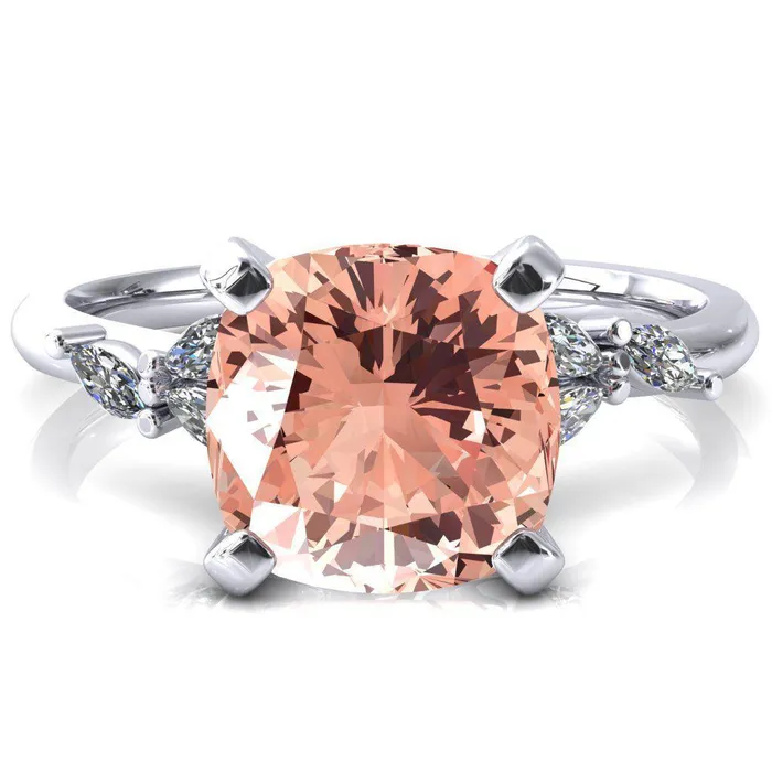 Sigrid Cushion Champagne Sapphire 4 Prong Marquise Diamond Side Ring Fire Brilliance Rings Sigrid Cushion Champagne Sapphire 4 Prong Marquise Diamond Side Ring Fire Brilliance Rings