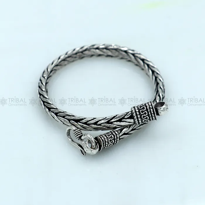 TRIBAL ORNAMENTS Bracelets 925 Sterling silver handmade solid mens wheat design chain bracelet flexible bracelet unisex jewelry from india sbr760 TRIBAL ORNAMENTS Bracelets 925 Sterling silver handmade solid mens wheat design chain bracelet flexible bracelet unisex jewelry from india sbr760
