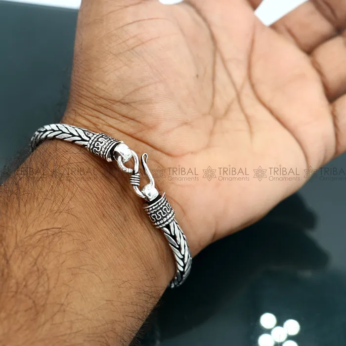TRIBAL ORNAMENTS Bracelets 925 Sterling silver handmade solid mens wheat design chain bracelet flexible bracelet unisex jewelry from india sbr760 TRIBAL ORNAMENTS Bracelets 925 Sterling silver handmade solid mens wheat design chain bracelet flexible bracelet unisex jewelry from india sbr760
