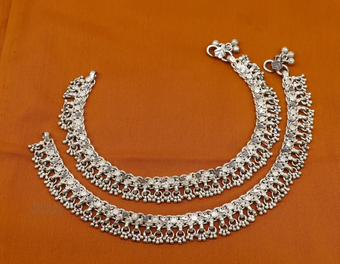 TRIBAL ORNAMENTS Bracelets Vintage antique sterling silver handmade anklet belly dance jewelry excellent ankle bracelet customized tribal brides jewelry ank459