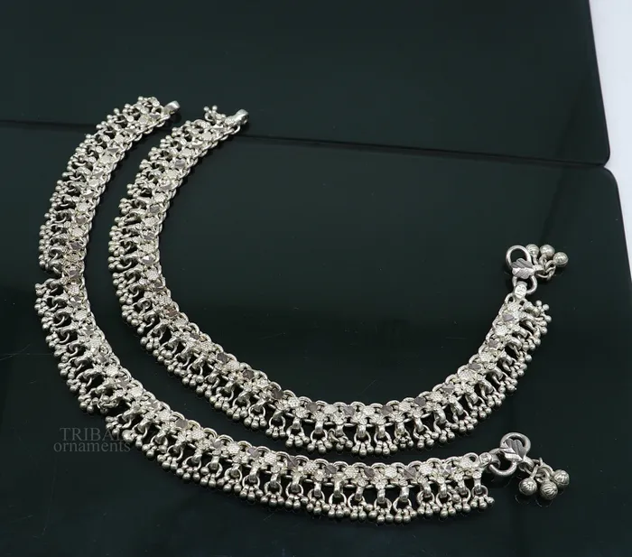 TRIBAL ORNAMENTS Bracelets Vintage antique sterling silver handmade anklet belly dance jewelry excellent ankle bracelet customized tribal brides jewelry ank459