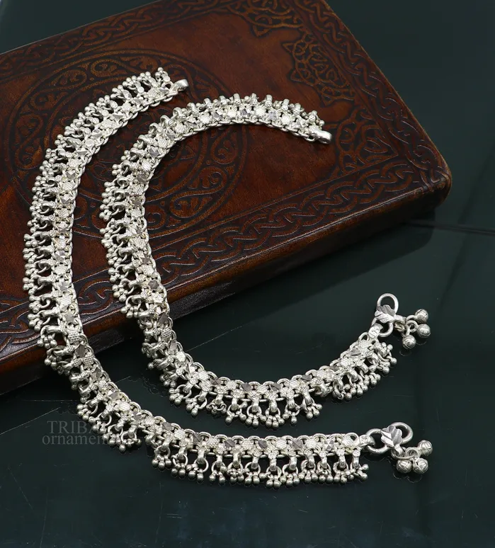 TRIBAL ORNAMENTS Bracelets Vintage antique sterling silver handmade anklet belly dance jewelry excellent ankle bracelet customized tribal brides jewelry ank459