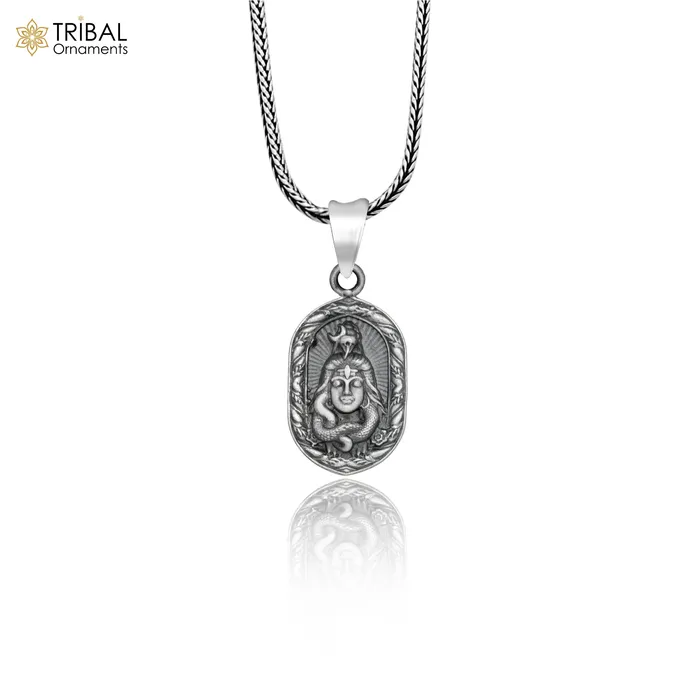 TRIBAL ORNAMENTS Necklaces 925 sterling silver lord shiv ji Malakal divine Pendant with chain tribal jewellery nsp1015 TRIBAL ORNAMENTS Necklaces 925 sterling silver lord shiv ji Malakal divine Pendant with chain tribal jewellery nsp1015