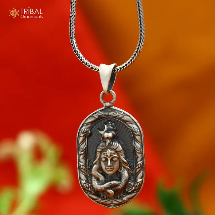 TRIBAL ORNAMENTS Necklaces 925 sterling silver lord shiv ji Malakal divine Pendant with chain tribal jewellery nsp1015 TRIBAL ORNAMENTS Necklaces 925 sterling silver lord shiv ji Malakal divine Pendant with chain tribal jewellery nsp1015