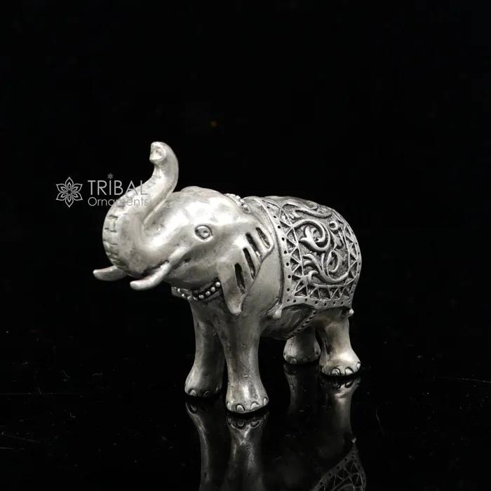 TRIBAL ORNAMENTS Necklaces Divine 925 Sterling silver Divine Elephant statues puja articles figurines best silver article for your homes wealth and prosperity art660