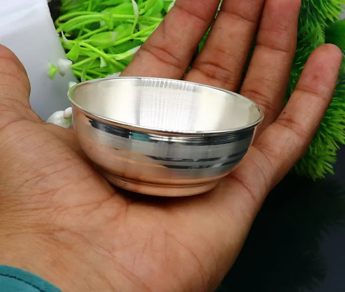 TRIBAL ORNAMENTS Rings Pure 999 fine silver bowl silver utensils from india plain high quality silver vessel silver kitchen utensils baby serving bowl sv196