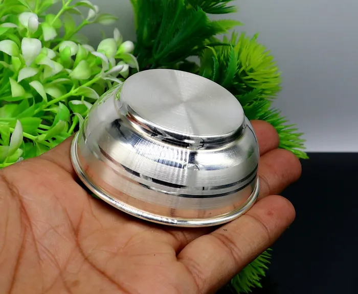 TRIBAL ORNAMENTS Rings Pure 999 fine silver bowl silver utensils from india plain high quality silver vessel silver kitchen utensils baby serving bowl sv196