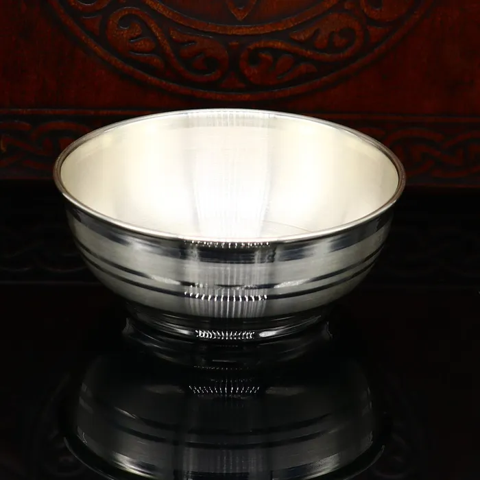 TRIBAL ORNAMENTS Rings Pure 999 fine silver bowl silver utensils from india plain high quality silver vessel silver kitchen utensils baby serving bowl sv196