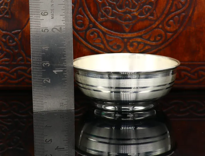 TRIBAL ORNAMENTS Rings Pure 999 fine silver bowl silver utensils from india plain high quality silver vessel silver kitchen utensils baby serving bowl sv196